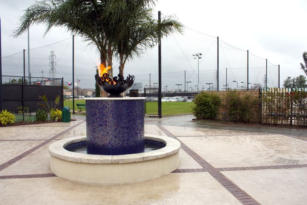 Great Bowl O' Fire Sculptural Firebowl and Fountain at Club Westside in Houston, Texas Fire Sculptural Fire Pit and Fountain at Club Westside in Houston, Texas