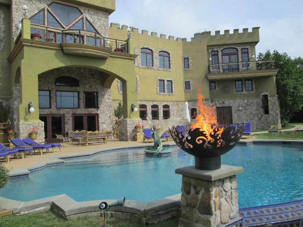 Fire Sculptural Fire Pits at Wilzig Castle, an estate in Water Mill, NY near Southampton